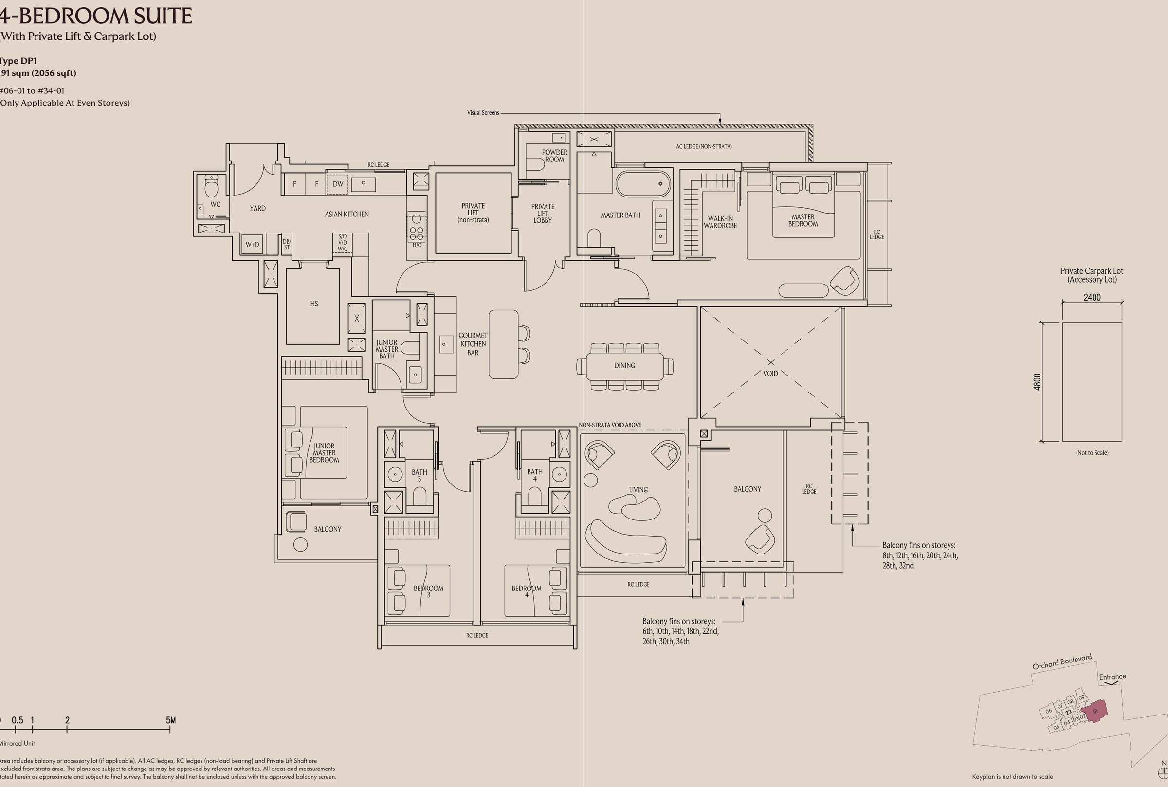 UpperHouse at Orchard Boulevard 4 Bedroom 4 Bedroom representative layout floor plan
